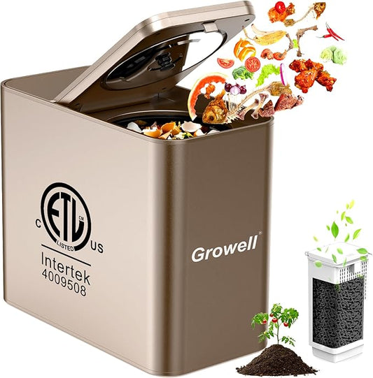Electric Composter for Kitchen, 3.2L Smart Odorless Compost Bin, Low Noise & Odorless, Indoor Countertop Food Waste Composter with LED Display, One-Touch Operation, Auto-Cleaning, EC04