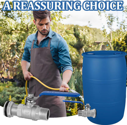 Rain Barrel Spigot Kit, 3/4"GHT Rain Barrel Ball Valve Quarter Turn with Bulkhead Fitting, Lead-free 304 Stainless Steel High Flow Spigot for Water Barrel