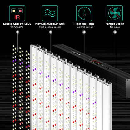 SZHLUX 800W LED Grow Light 7×7ft with Timer and Temp Control, Full Spectrum UV&IR Grow Lamp with 2304 Diodes, Sunlight Plant Light for Seedling Veg and Bloom Grow Light Fixtures