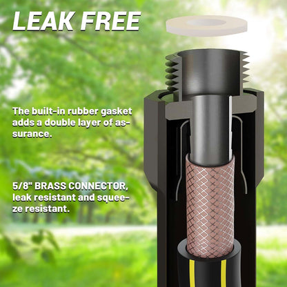 Garden Hose 200FT - PHLEX PRO Heavy-Duty Premium 5/8'' Rubber 3-Layer Water Hose with Full Brass Male to Female Fittings - Innovation Flexible Hybrid Lightweight Water Hose for RV Garden