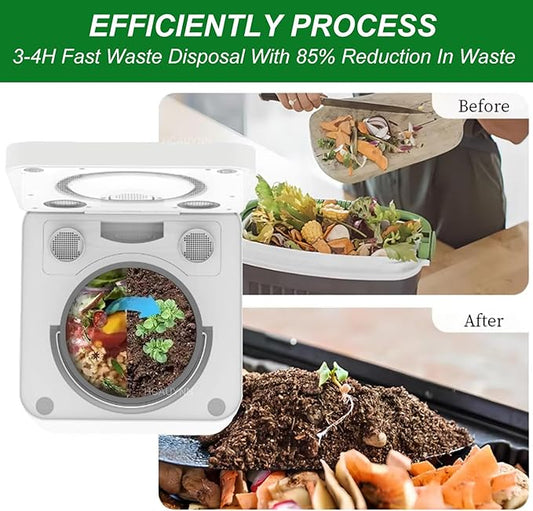 Electric Composter, Kitchen Bin, Odorless/Auto-Clean/Led Display, Turn Food Waste Into Fertilizer In 4/6 Hrs,3.3L Large Capacity,220V