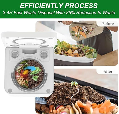 Food Waste Electric Composter,For Kitchen,Double Blade Grinding,2 Conversion Mods:Thermal Driving Mode/Biological Mode,110V