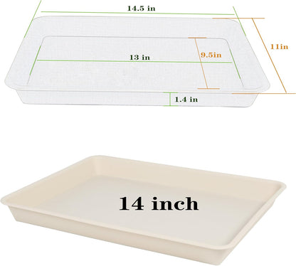 Rectangle Plant Tray, Plant Drip Tray, Plant Pot Saucers, Plant Germination Trays, Plant Saucers, 14.5'' x 11'' x 1.5'' (2 pack), Beige
