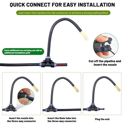 360° Adjustable Drip Irrigation System - 20FT Garden Watering System with 5 Nozzles, Garden Irrigation System, Greenhouse Accessories, Atomizing System for Yard, Lawn, Plants, 5/16 inch Hose