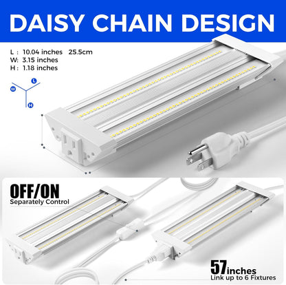 Barrina TX18 1FT Grow Light for Indoor Plants, 72W(4 x 18W, 360W Equivalent), High PPFD, 5000K Full Spectrum Grow Light Strip for Plant Shelves with On/Off Switch, Mechanical Timer, Linkable, 4 Packs