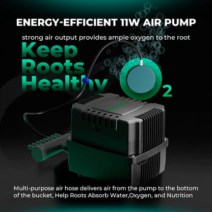 MARS HYDRO DWC Hydroponics Grow System 5 Gallon Deep Water Culture with Recirculating Drip Garden System 11W Air Pump, Multi-Purpose Air Hose, Air Stone, 4 Buckets and Top Drip Kit