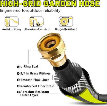 Retractable Garden Hose Reel 160Ft Extra Long, PHLEX PRO Heavy Duty Automatic Water Hose Reel Wall Mounted with 10 Pattern Nozzle, Any Length Lock, Slow Return System, 180°Swivel Bracket