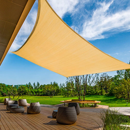 KANAGAWA 12'X12' Sand Custom Size Sun Shade Sail Square UV Block Canopy Cover for Patio Backyard Lawn Garden Outdoor (Customized Available)