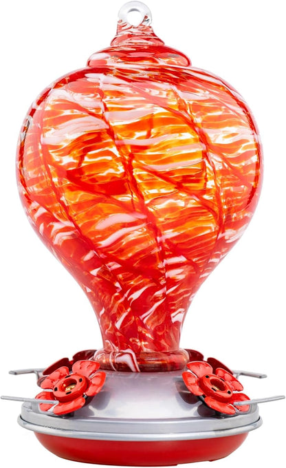 Muse Garden Hummingbird Feeders Blown Glass Hummingbird Feeder, Garden Backyard Decor, 32OZ, Lollipop