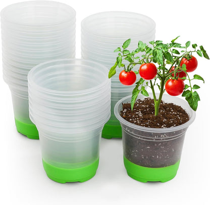 MIXC 30 Packs 5 Inch Reinforced Nursery Pots with Silicone Base for Easy Transplant, Variety Pack Plastic Plant Pot Seedling Planter Seed Starter Flower