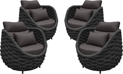 TWT 4 Pieces Patio Sofas All-Weather Teslin Rope Balcony Furniture with Cushions & Pillows, Patio Couch Outdoor Patio Furniture Set for Indoor, Balcony, Backyard, Poolside, Dark Grey