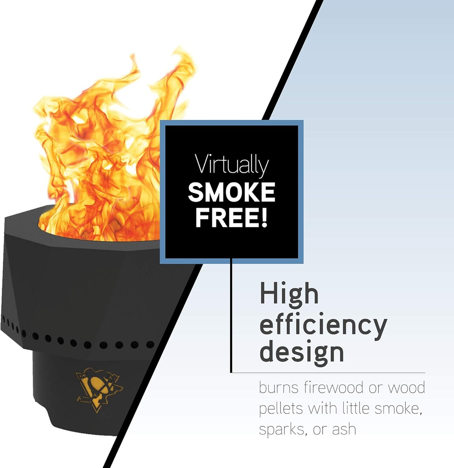 Blue Sky Outdoor Living NHL New York Islanders Ridge Portable Steel Smokeless Fire Pit with Carrying Bag, Firewood and/or Wood Pellet Burning