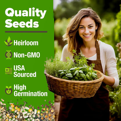HOME GROWN 6 Herb Seeds for Planting 3,200+ Non-GMO Heirloom Seeds | Extra Large Variety Pack Herb Kit – Indoor Outdoor & Hydroponic | Culinary Seed Set | Grow Your Own Herbs | Gift for Beginners