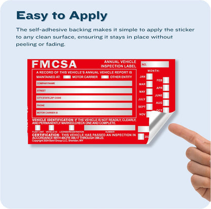 60-Pack DOT Compliant Aluminum Annual Vehicle Inspection Label – Red FMCSA Label with Punch Boxes