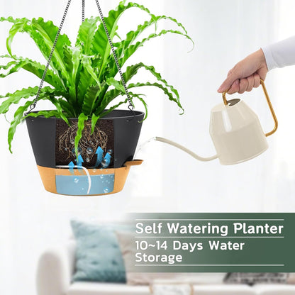 ZMTECH 12 Inch Hanging Planters for Indoor Plants, 2 Pack Self Watering Hanging Planter with Visual Reservoir, Hanging Pots for Plants Outdoor with Drainage Hole and Plant Hanger(Gray)