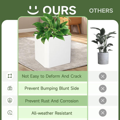 Steel Planter Box-20"x20"x20"-Large Square Planter Box-Outdoor Indoor-Cube Steel Planter Heavy Duty White Metal Planter Flower Pot Commercial Residential for Home Garden Porch Hotel Patio