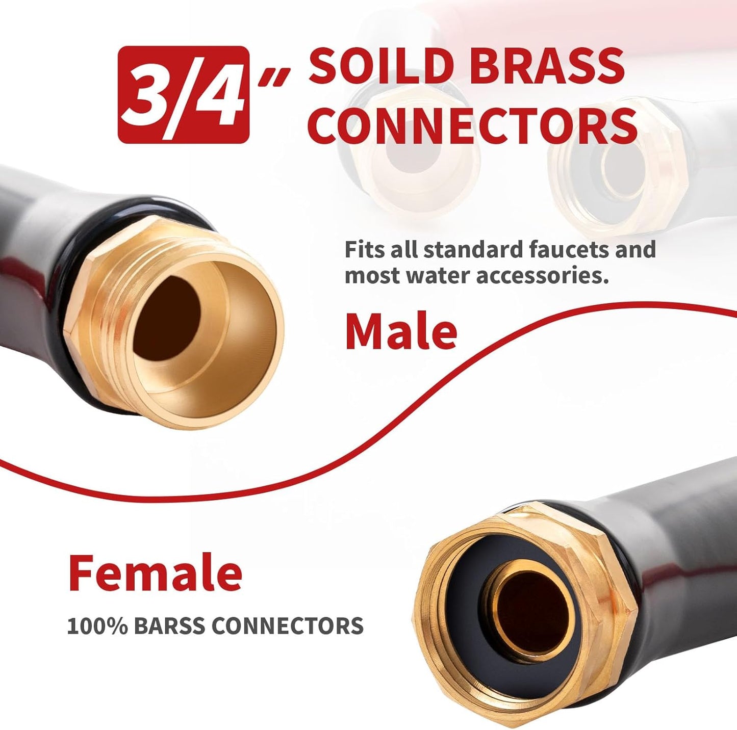 Garden Hose 200 ft x 5/8” Hot/Cold Heavy Duty Water Hose,-50°F to 190°F,Burst 600Psi Flexible Upgraded Rubber Hoses,3/4” Solid Fittings for All-weather Outdoor Lawn & Garden