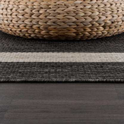 CAMILSON Outdoor Rug 8x10,Modern Outside Rugs for Patios Porches Waterproof Durable Washable Non-Shedding, Easy-to-Clean Indoor Outdoor Area Carpet (8 x 10, Bordered - Dark Gray/Light Gray)