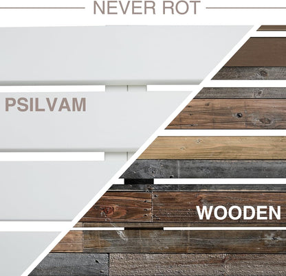 Psilvam Outdoor Bench, Two Person Poly Lumber Porch Bench, Weatherproof Garden Bench That Never Rot and Fade, All-Weather Patio Bench Suit for Garden, Porch, and Park (White)