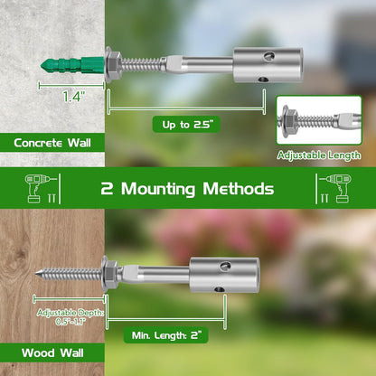Trellis Wire for Climbing Plants Outdoor, 20 Set Wall Wire Trellis Kit with 1/8" x 164ft Stainless Steel Cable, T316 Espalier System Cable Trellis Kit with Adjustable Spacing Vines Green Wall