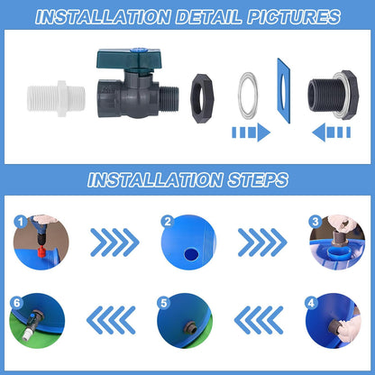 Enoch's Land PVC Rain Barrel Spigot Kit,3/4" Rain Barrel Valve with Bulkhead Fitting and Garden Hose Adapter,Garden Faucet Kit for Water Tanks, Aquariums, Tubs, Pools, Garden Barrels