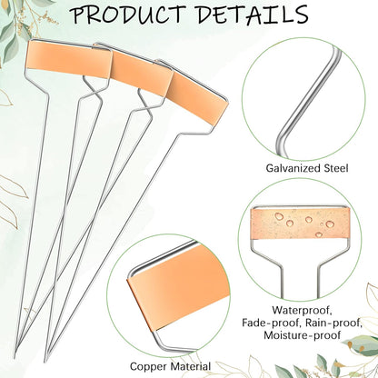 Moxweyeni 60 Pcs Metal Garden Tags Plant Labels for Garden Waterproof Plant Markers with 2 Permanent Pen Planting Nursery Tags Reusable Labels Stake for Plants(Copper,10 Inch)