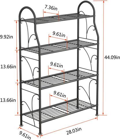 SORCEDAS Plant Stand Indoor Outdoor Plant Shelf 4 Tier Metal Corner Flower Stand Multiple Holder for Patio Garden Balcony Living Room, Dark Grey