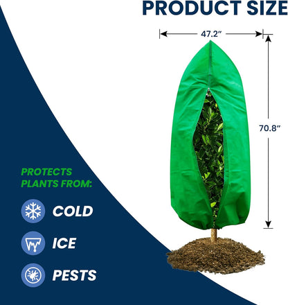 SCRUBIT Plant Covers Freeze Protection, 47.2" W x 70.8" H Frost Cloths for Outdoor Plants & Fruit Trees with Zipper and Drawstring, Thick Winter Plant Covers - 2 Pack Tree Frost Blankets for Shrubs