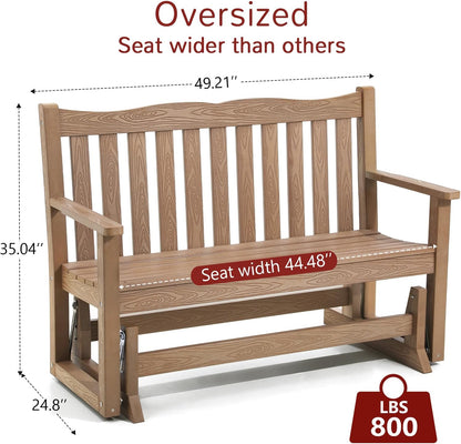 Stoog Outdoor Glider Benches Set of 2, Waterproof Glider Bench for Outside, Never Fade or Rot, Teak