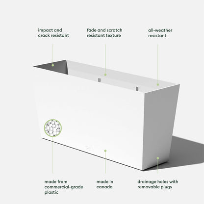 Veradek Midori Long Trough Planter (White, 39 inch - 2 Pack with 2 Saucer Trays)