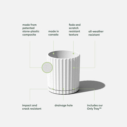 Veradek Demi Series Demi 6" Planter w/Tray - White, 2 Pack