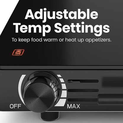 Chefman Electric Warming Tray with Adjustable Temperature Control, Perfect For Buffets, Restaurants, Parties, Events, and Home Dinners, Large 21” x 16” Glass-Top Surface Keeps Food Hot – Black