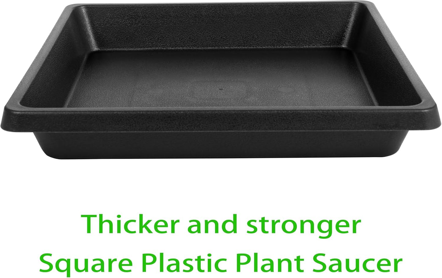 16 Inch 2 Pack Square Plant Saucer, Plant Saucers for Indoors, Large Heavy Duty Plastic Flower Plant Trays for Pots, Under Plant Water Catcher Tray for Potted Plants Outdoors (16"-Black)