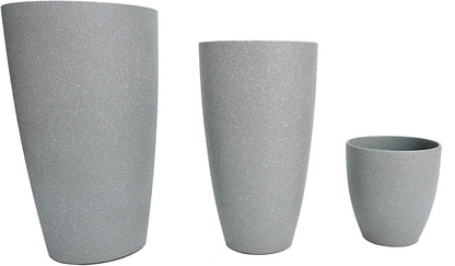 24,21,11 Inch Large Plastic Planters with Drainage Hole and Saucer - Set of 3 Tall Plant Pots Indoor Flower Pot Tall Round Planters Outdoor Large Tall Planter