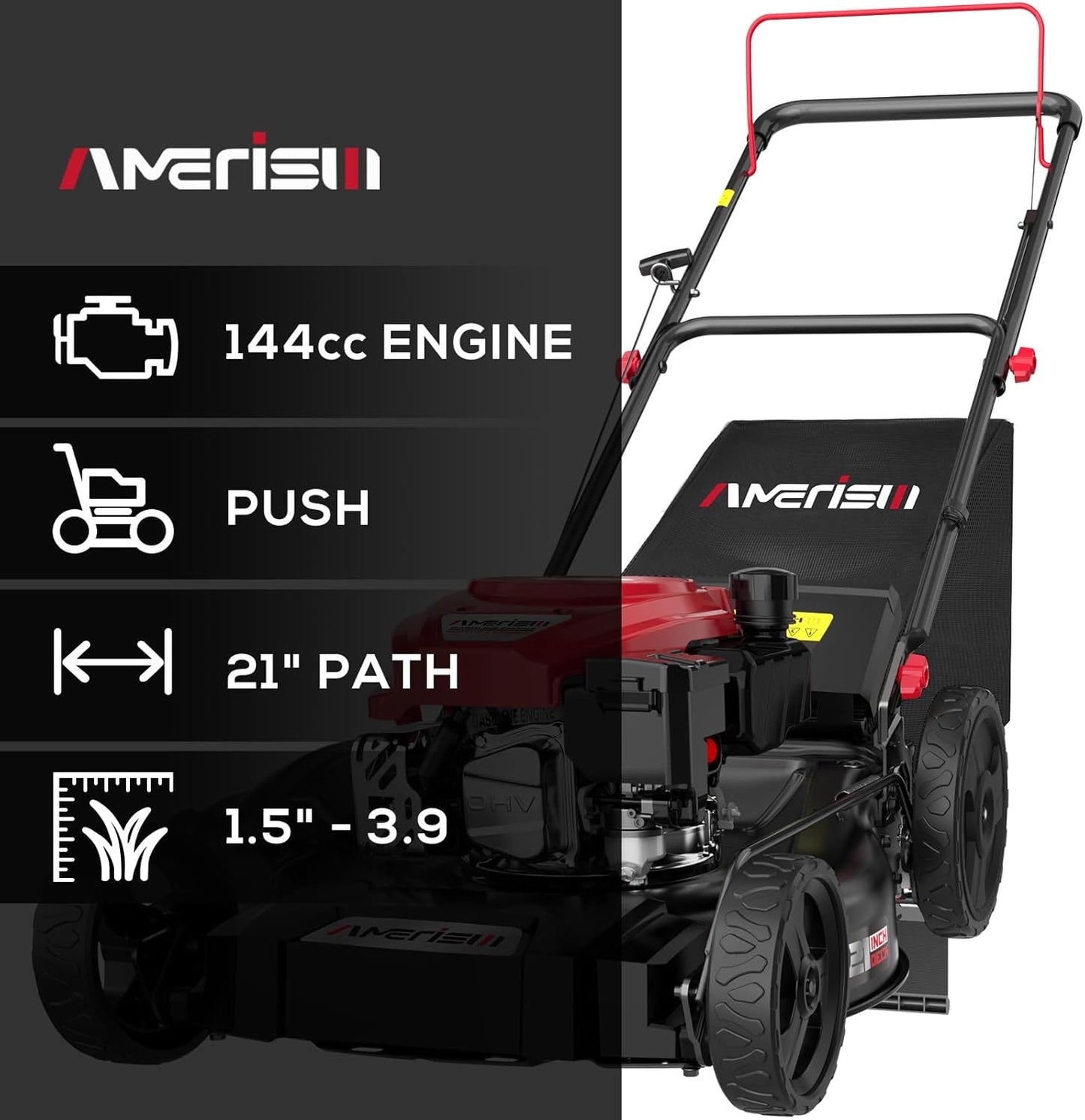 Gas Lawn Mower, 21" with 144cc 4-Cycle OHV Engine 3-in-1 Walk-Behind Push Lawn Mower (AV8621P1)
