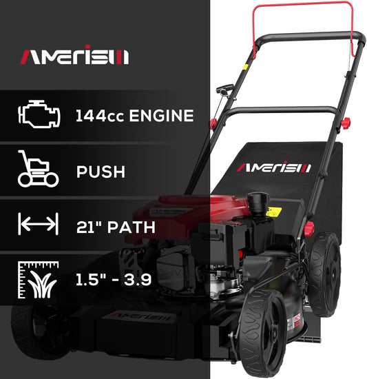 Gas Lawn Mower, 21" with 144cc 4-Cycle OHV Engine 3-in-1 Walk-Behind Push Lawn Mower (AV8621P1)