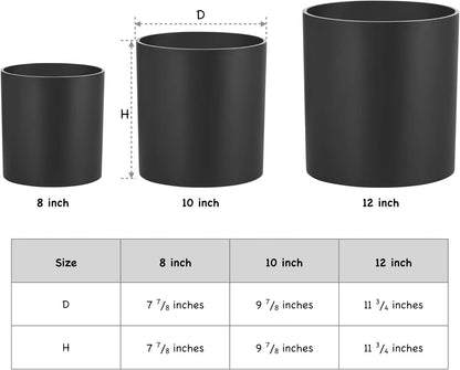 FaithLand Plant Pot 12 inch - Perfectly Fits Mid-Century Modern Plant Stand - Drainage Plug and Drainage Mesh Screen - Matte Black