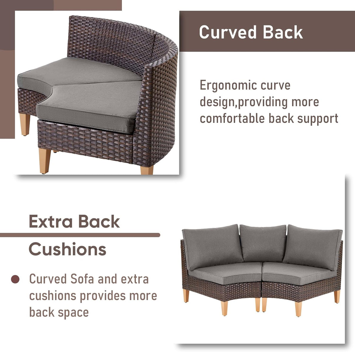HUMMUH Patio Furniture Set,5 Pieces Outdoor Sectional Chairs with Ottomans,All Weather PE Wicker Patio Conversation Sets for Garden Porch Backyard