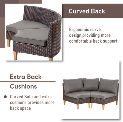 HUMMUH Patio Furniture Set,5 Pieces Outdoor Sectional Chairs with Ottomans,All Weather PE Wicker Patio Conversation Sets for Garden Porch Backyard