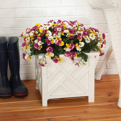 Miles Kimball Set of 2 Chippendale Planter Boxes, White – Outdoor Flower Holder for Garden, Patio and Lawn – 14 ¾” sq. x 13 ¼ H Overall