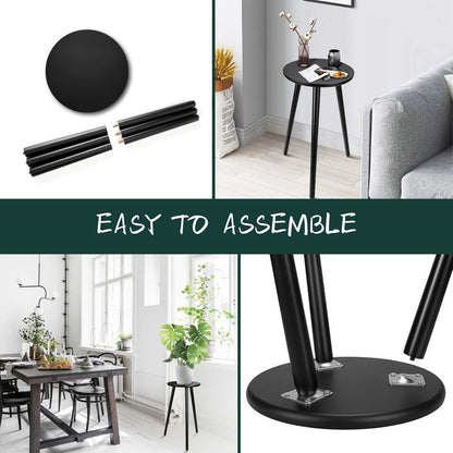 Uneedem Indoor Plant Stand Wood Mid Century Plant Stand for Indoor Plants, Modern Plant Table, 20.5" Tall Plant Holder Stand for Flower Pots, Small Round Side Table, Black