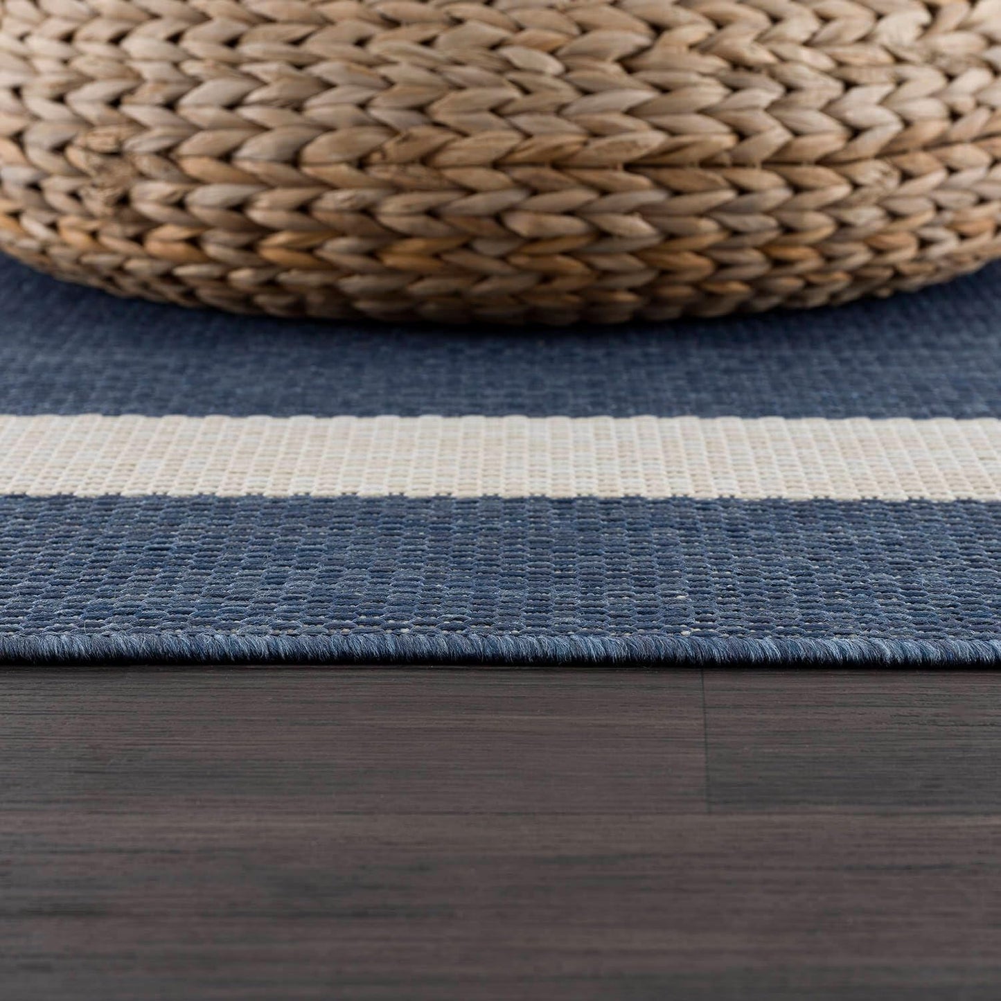 CAMILSON Outdoor Rug 6x9, Modern Outside Rugs for Patios Porches Waterproof Durable Washable Non-Shedding, Easy-to-Clean Indoor Outdoor Area Carpet (6 x 9, Bordered - Blue/White)