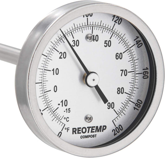 REOTEMP Heavy Duty Compost Thermometer - Fahrenheit and Celsius (36 Inch Stem), Made in The USA