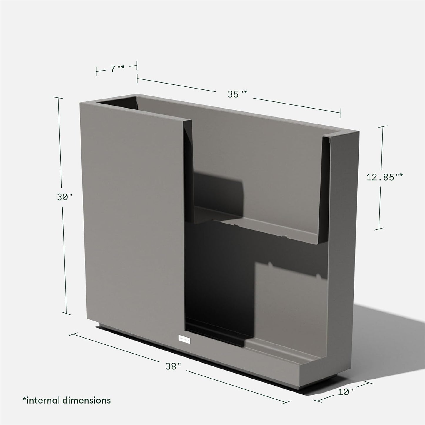 Veradek Block Series Span Plastic Planter - Tall Rectangular Planter for Indoor or Outdoor Patio/Porch, Gray, 30" in Height, 10" in Width, 38" in Length