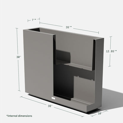 Veradek Block Series Span Plastic Planter - Tall Rectangular Planter for Indoor or Outdoor Patio/Porch, Gray, 30" in Height, 10" in Width, 38" in Length