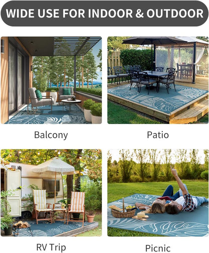 COCOER Tropical Outdoor Rug 8x10 Reversible-Waterproof Patio Rug-Quick Dry Outdoor Carpet-Outdoor Area Rugs Indoor Outdoor Rugs-Outside Rug Patio Decor for Porch Deck Balcony Backyard