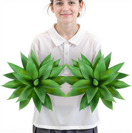 Velener Artificial Plant Outdoor Agave - Small Size UV Resistant Fake Agave Plants for Indoor and Outdoor Decor(14 Inch)-2 Pack