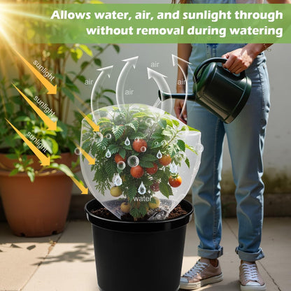 12-Inch Reusable Nursery Pots with Durable Bird Netting Covers for Outdoor/Indoor Plants, 5-Gallon Garden Pots & Bird Netting for Garden Protection Bundle, Gardening Gifts for Women (5-Pack)