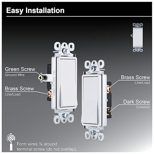 GE 3 Way Designer Rocker On/Off Switch - White