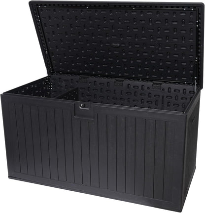 230 Gallon Outdoor Storage Box Waterproof, Extra Large Plastic Outside Deck Box Weatherproof, Resin Patio Storage Bin with Lock and Lids for Pool Equipment and Cusion